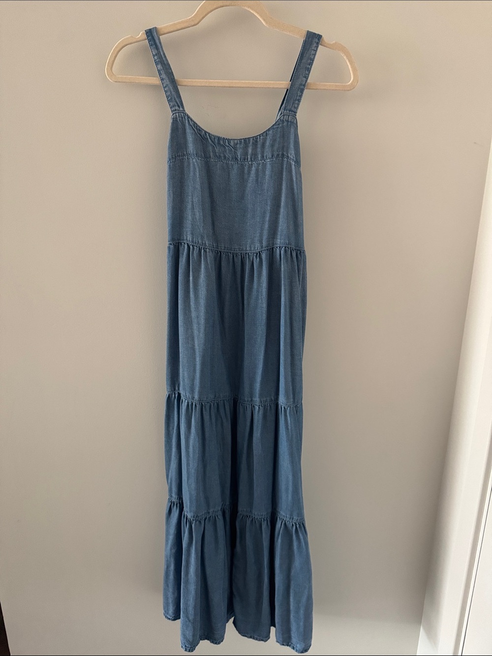 Sleeveless Blue Denim Maxi Dress